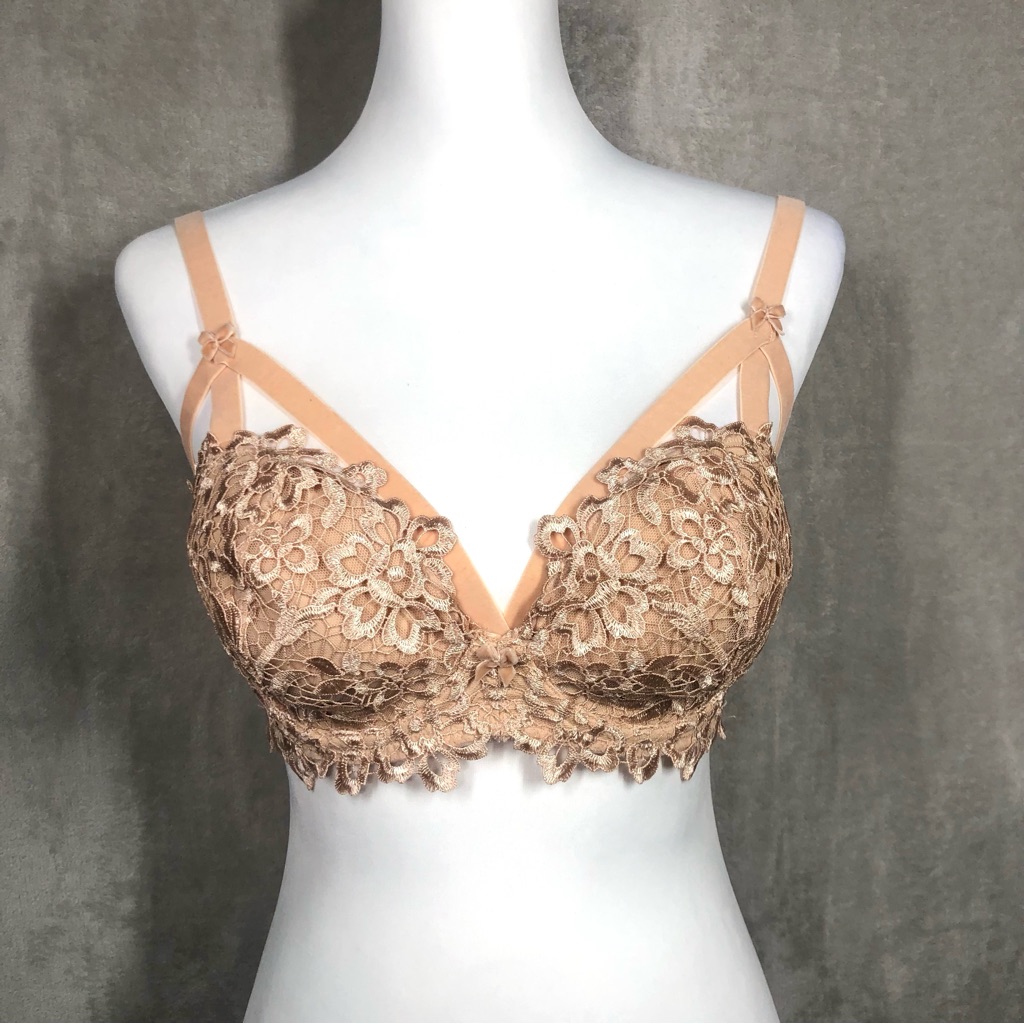Dita Von Teese Dahlia Balconette Bra Size 32e Beige Underwire Lace Burlesque